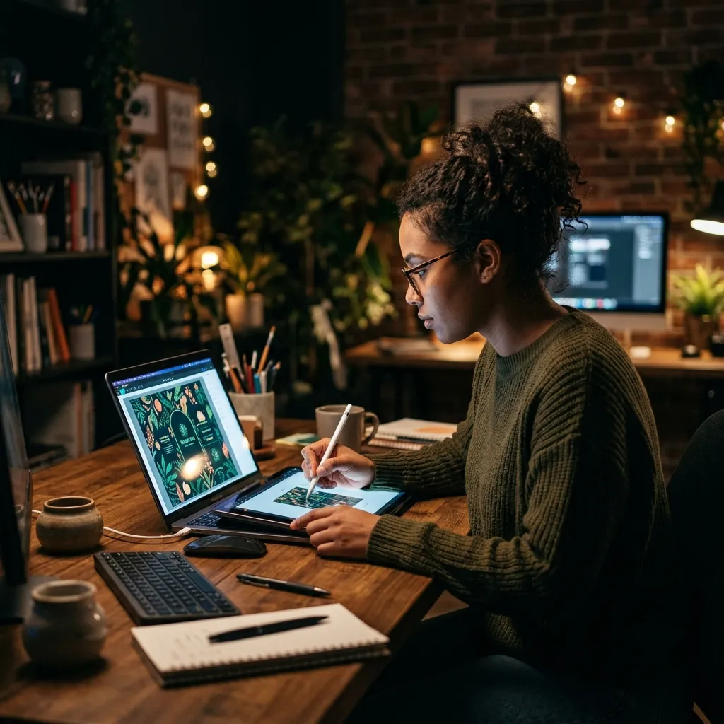 Designer working at laptop
