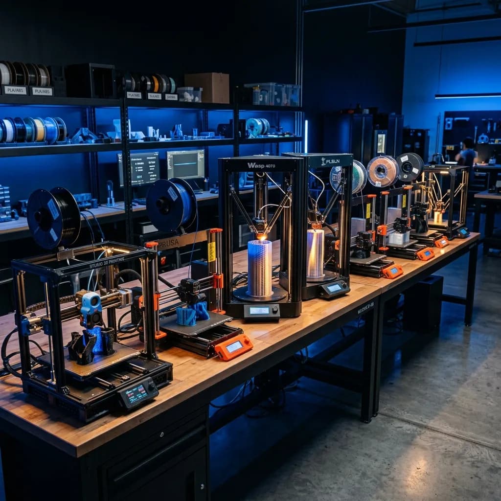Multiple 3D printers in a farm
